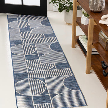 Arielle Mid-Century Modern Geometric Lines Reversible Machine-Washable Indoor/Outdoor Area Rug